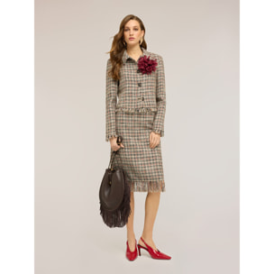 Motivi - Chaqueta corta en bouclé con flecos y broche - Beige