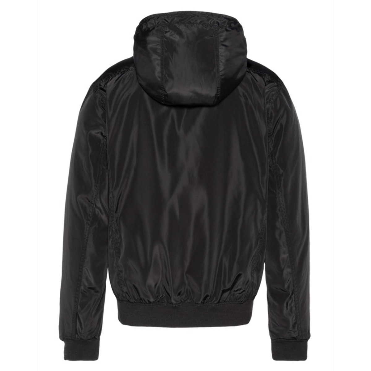 BRIMFIELD HOODED WINDBREAKER WITH RIBBED BOTTOM 100% POLYESTER Nero