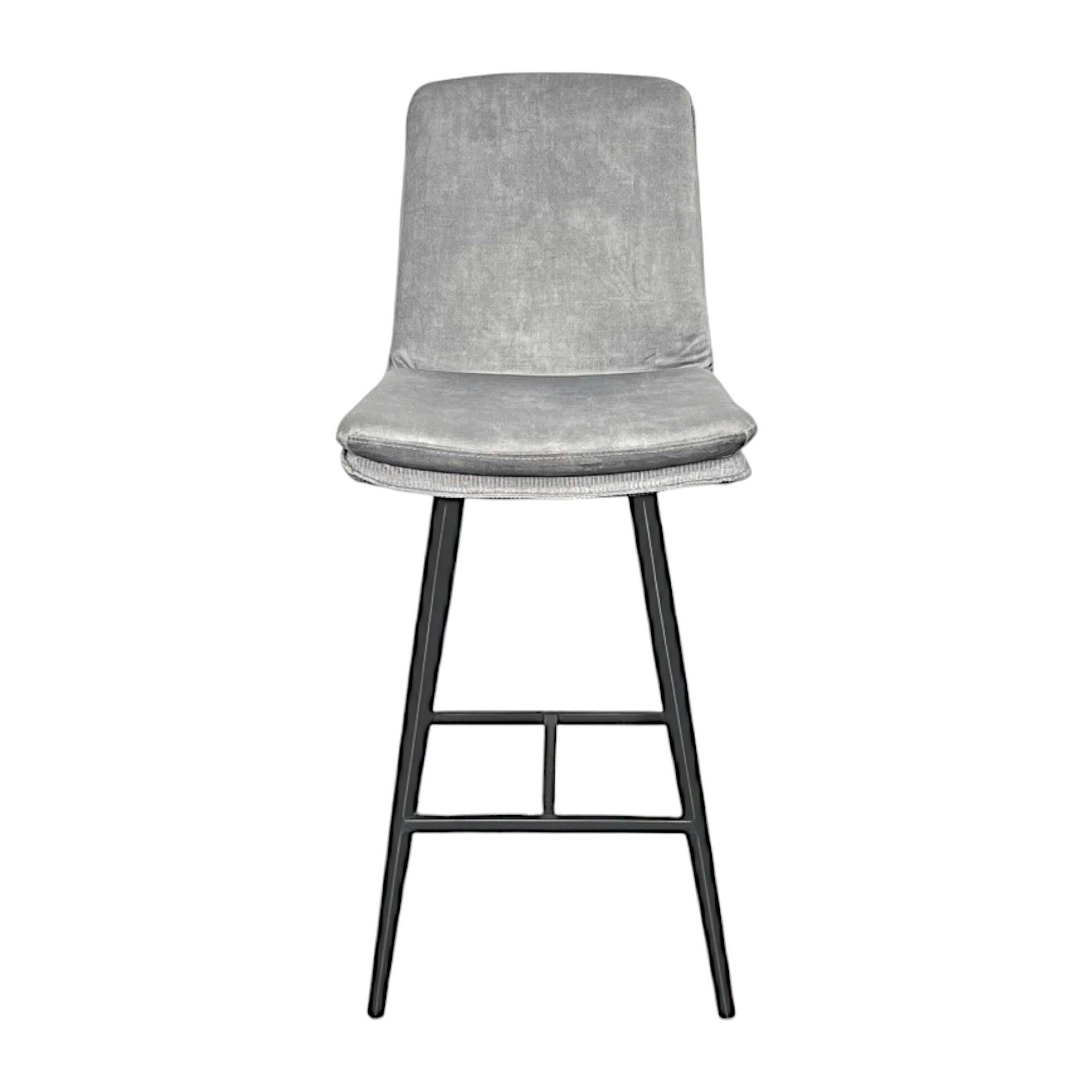 Chaise de bar en velours gris (lot de 2) OKA