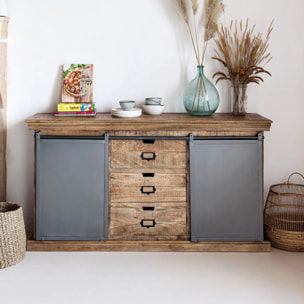 Ensemble 2 buffets moyen et petit en bois de manguier - Tabuk