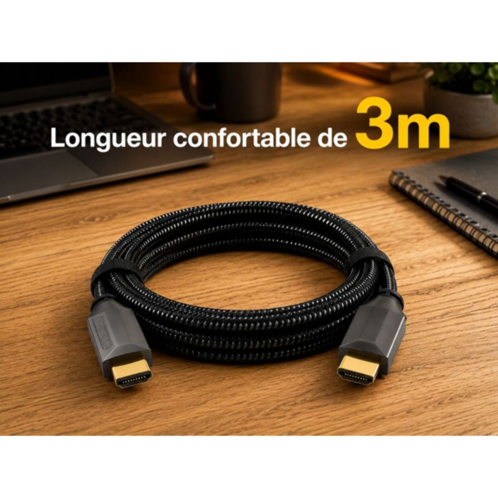 Câble HDMI ADEQWAT 2.1/48Gpbs 3M Noir