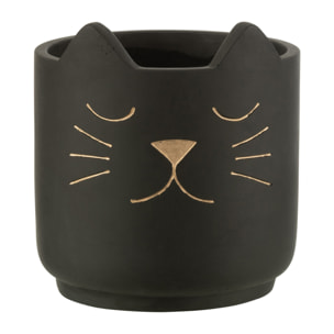 J-Line cache-pot Chat - céramique - noir/or - medium -  Ø 16 cm