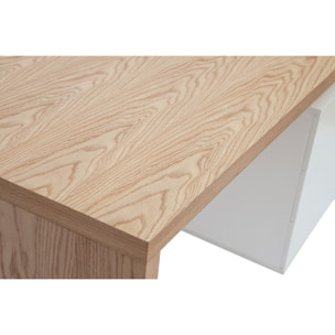 Bureau avec rangements 3 tiroirs design bois clair chêne et blanc L140 cm CALIX