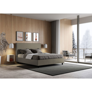 Letto matrimoniale contenitore imbottito 160x210 similpelle cappuccino Focus