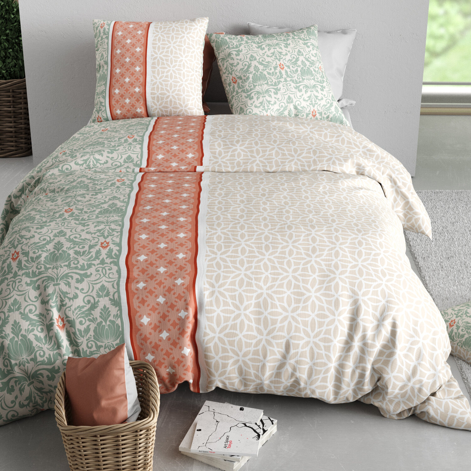 Parure housse de couette imprimé 100% coton - prana