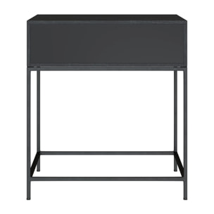 Table de chevet 1 tiroir en bois d'acacia et métal noir - Jakson