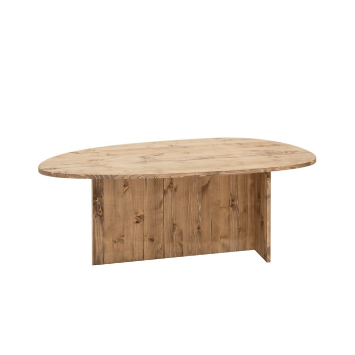 Table basse en bois massif ton chêne foncé de 129cm Hauteur: 43.25 Longueur: 128.6 Largeur: 54.6