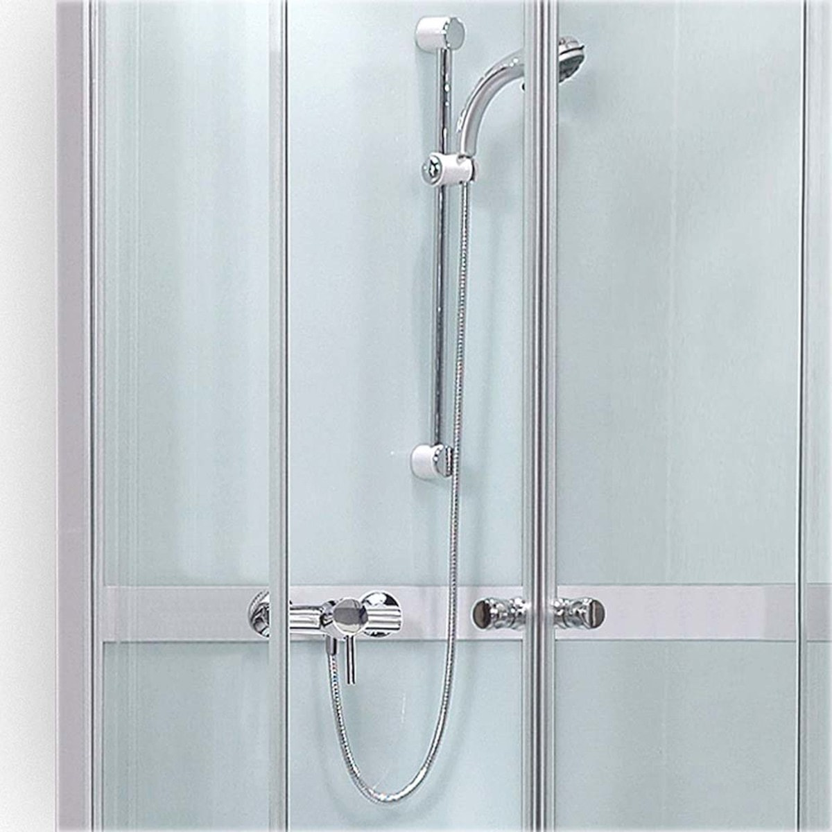 Project 90x90 cm cabine de douche carrée en verre avec receveur et profilés, blanc (4000693)