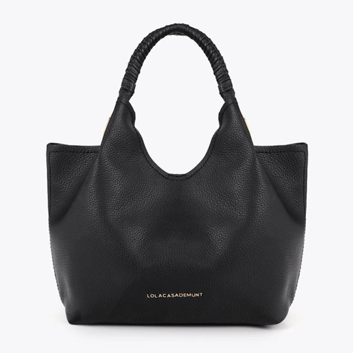 Shopper con manico intrecciato e dettagli metallici