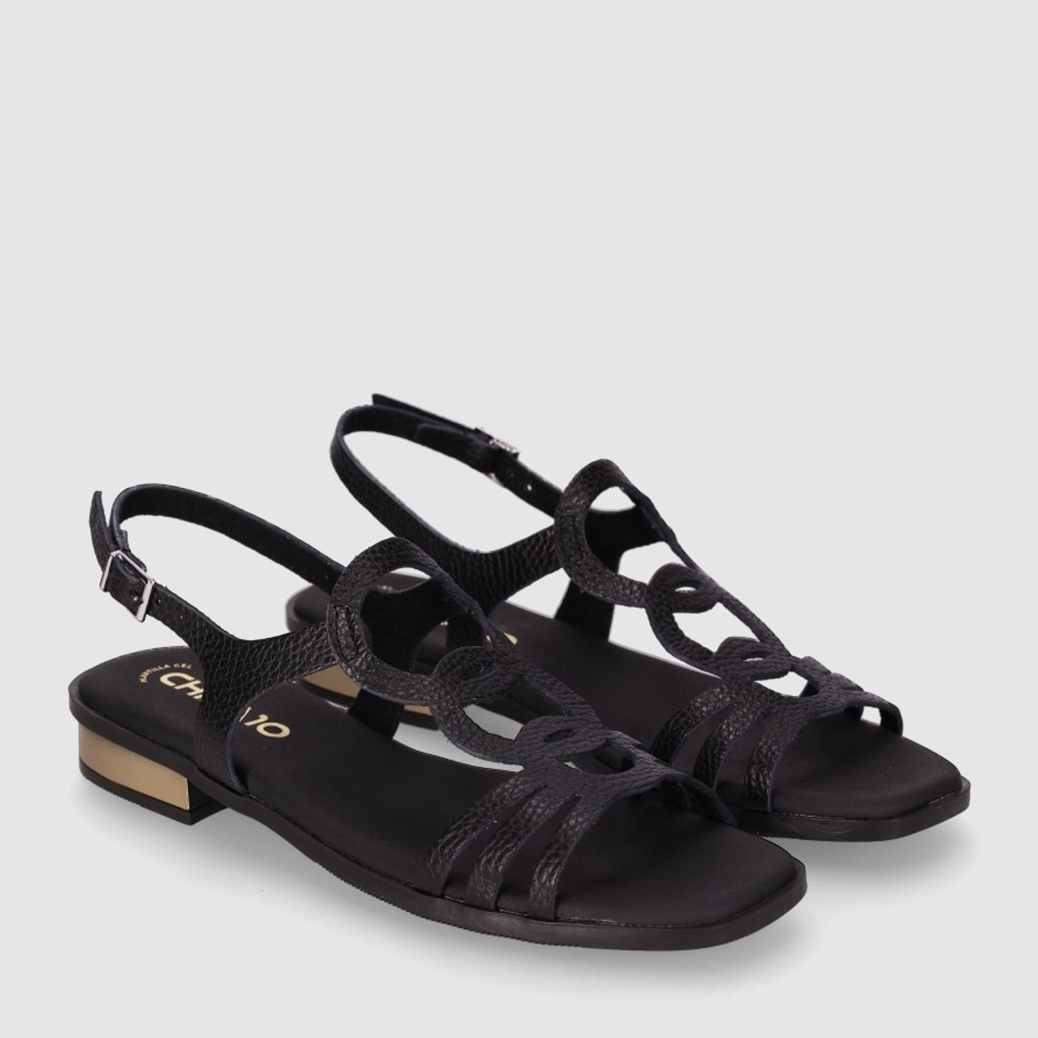 Sandalias de Piel - Negro - Tacón: 3 cm