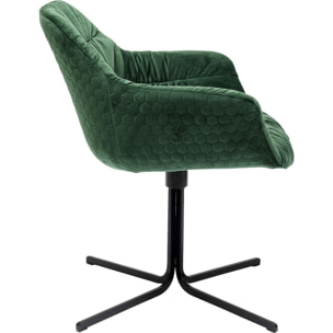 Chaise avec accoudoirs pivotante Colmar velours vert Kare Design