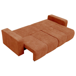 Nicole - Canapé droit 4 places convertible avec coffre en tissu - Rouille