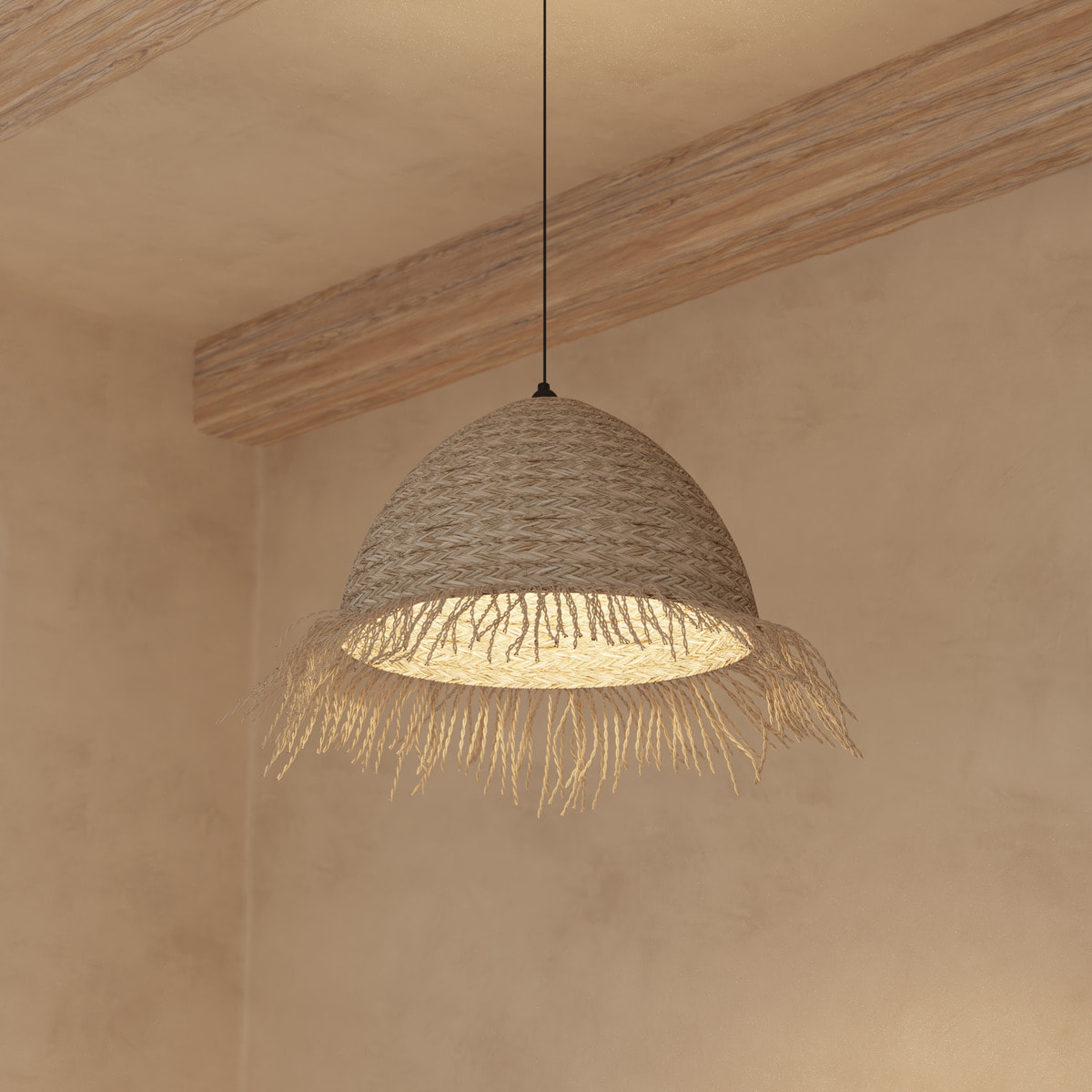 Suspension "Sea View" - roseau et métal - D56 cm