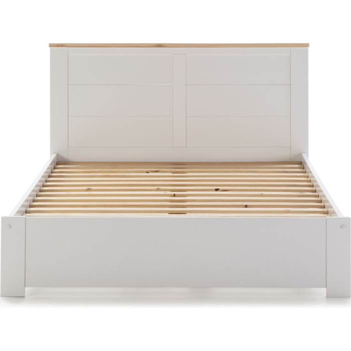 Lit adulte avec tête de lit en bois - NEVEA