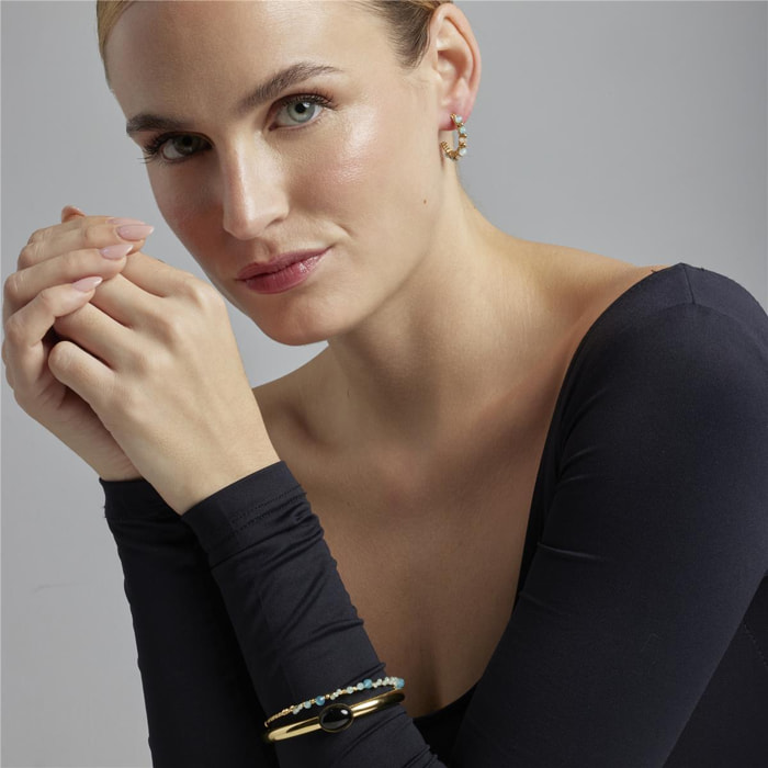 Pulsera con Cristal Negro acabado oro 18k