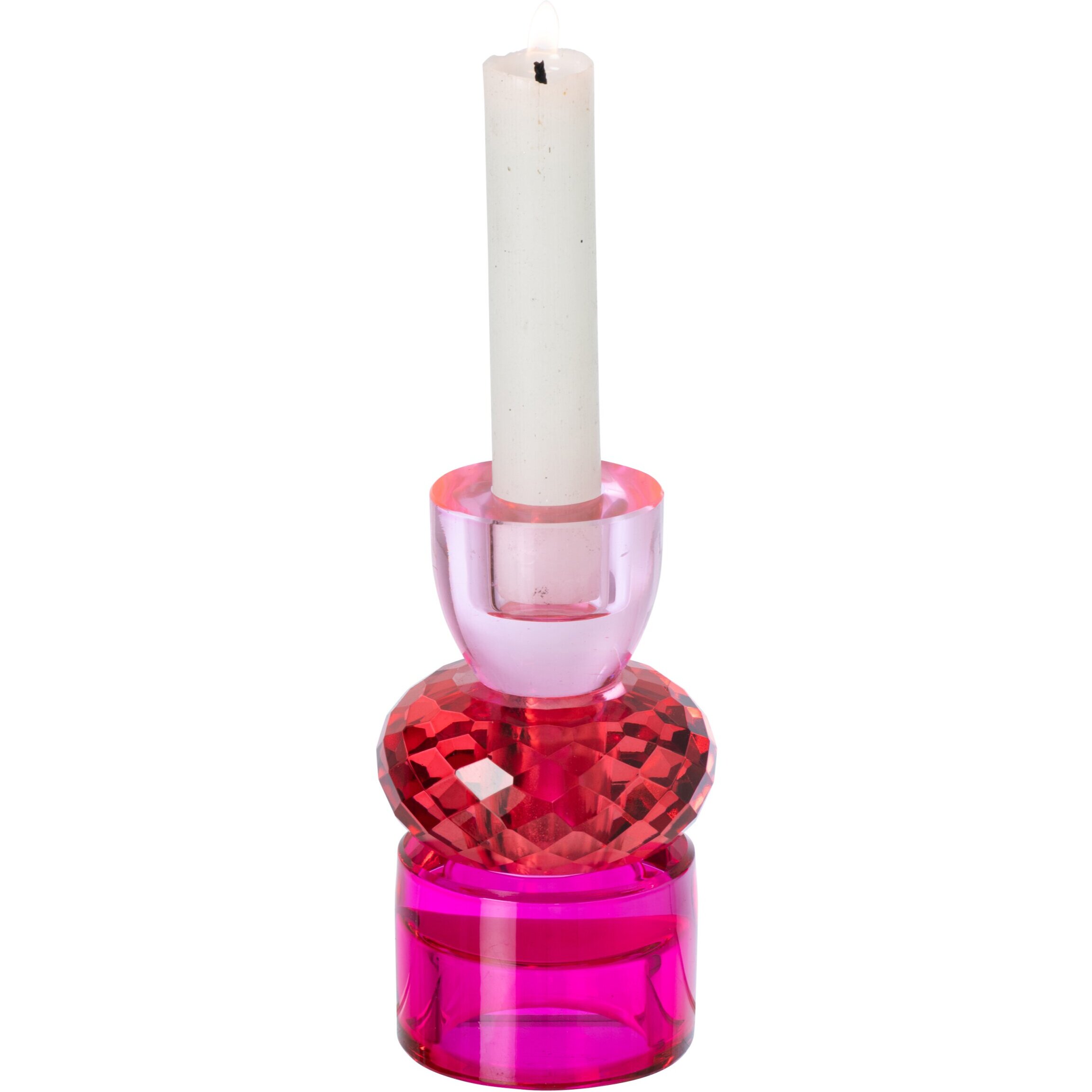 J-Line bougeoir - verre - rouge Noël/fuchsia - small