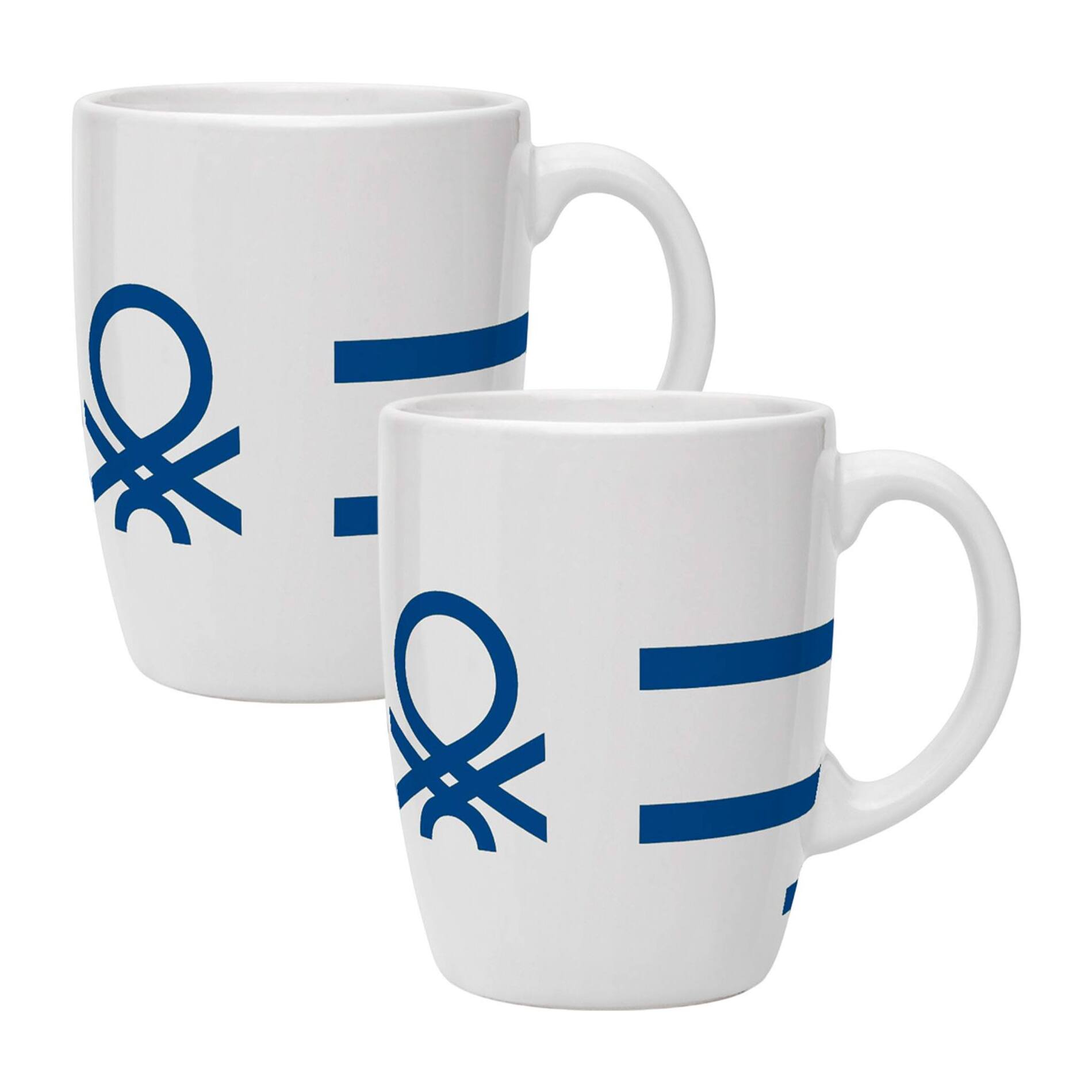 Set de 2 tazas de 350ml de porcelana con logo azul de benetton