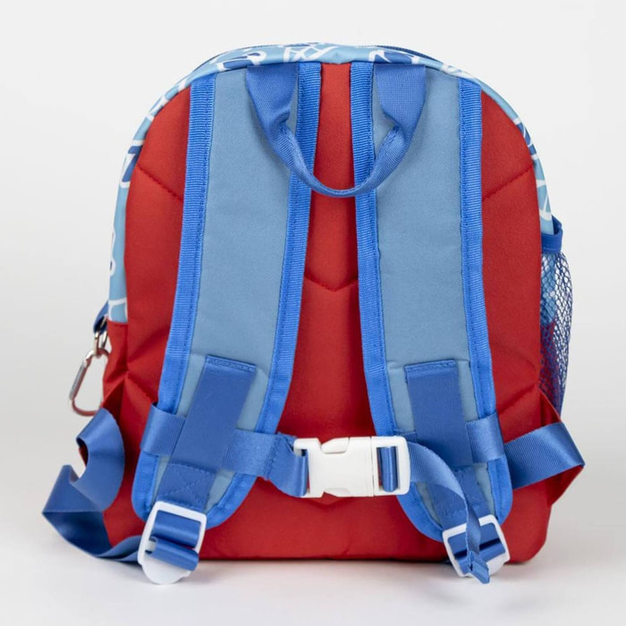 Mochila estilo trekking de spidey - color azul y rojo - 23x27x15 cm - fabricada con poliéster - varios bolsillos - cinturón y asas ajustables