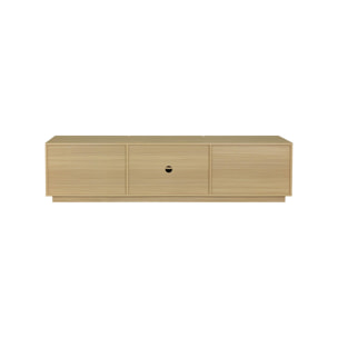 Meuble TV décor bois et tissu 3 portes 180cm KUBA