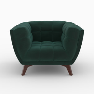 Ensemble canapé et fauteuil en velours vert 4 places - Mona