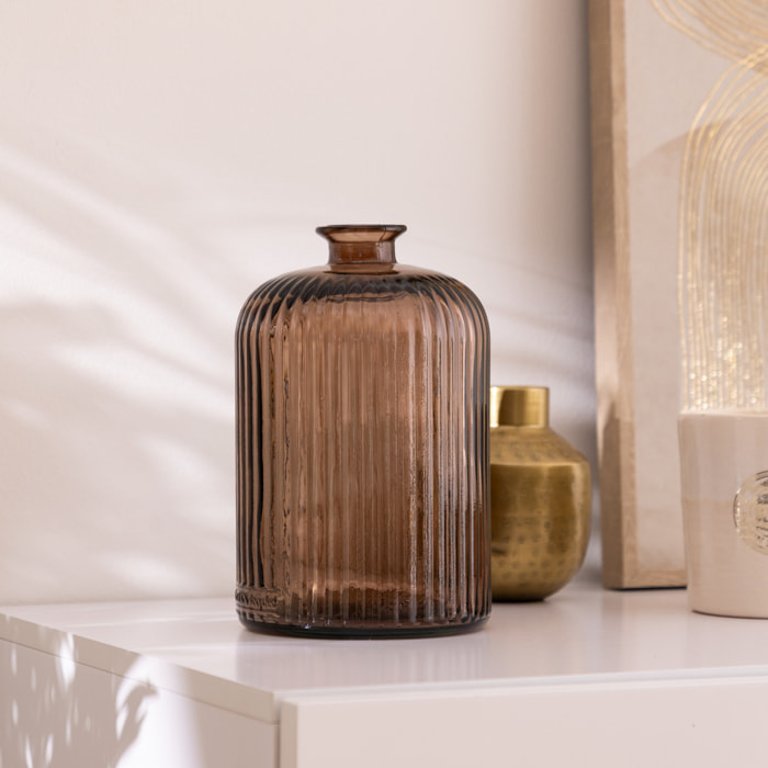 Vase "Luz" verre recyclé marron H23cm