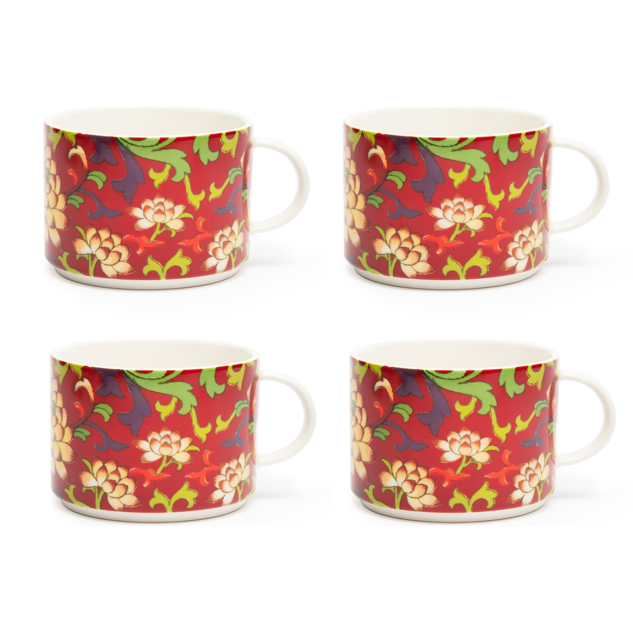 Set de 4 Grandes Tasses Excelsa – La Via della Seta, New Bone China Multicolore