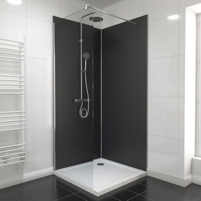 Pack de 2 Panneaux Muraux Aluminium NOIR 90+90x210 cm avec Profilés ANODISE BRILLANT - WALL'IT