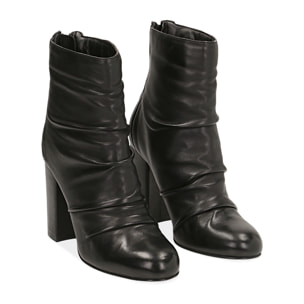 Botines de piel negra, tacón de 10 cm