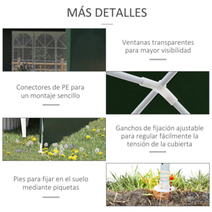 Carpa de Jardín 6x3 m con 4 Paredes Laterales y 2 Ventanas Visibles Cenador Gazebo de Exterior con Marco de Acero para Fiestas Eventos Bodas Verde