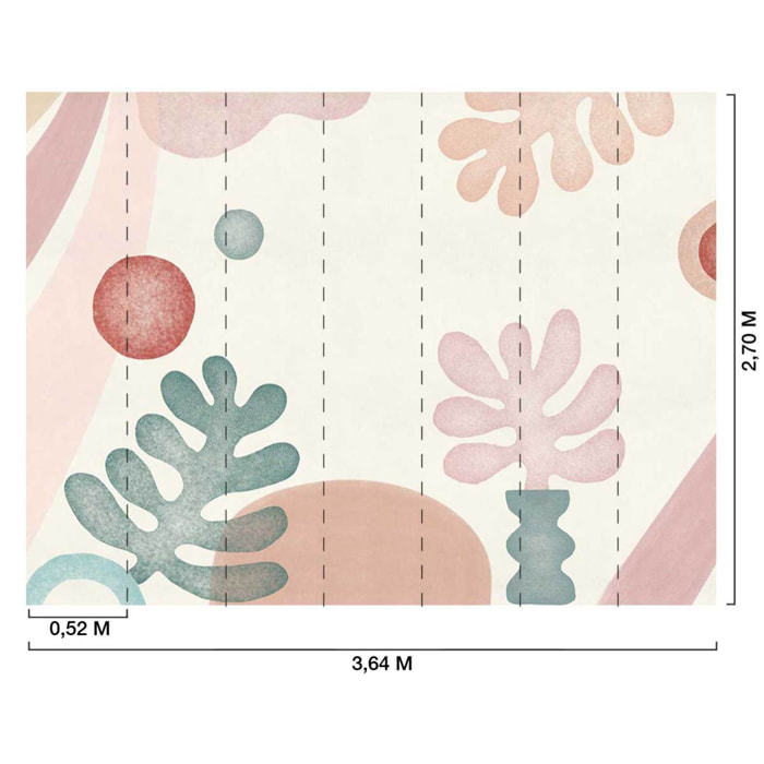 Papier peint panoramique Algues Artistiques Bleues Intissé