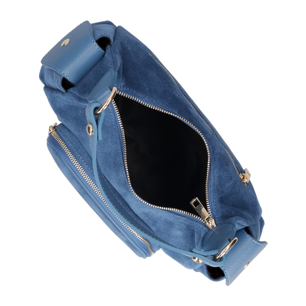 Borsa a spalla da donna Made in Italy - Modello Ardena - Pelle scamosciata - 30.0 x 17.0 x 12.0 cm