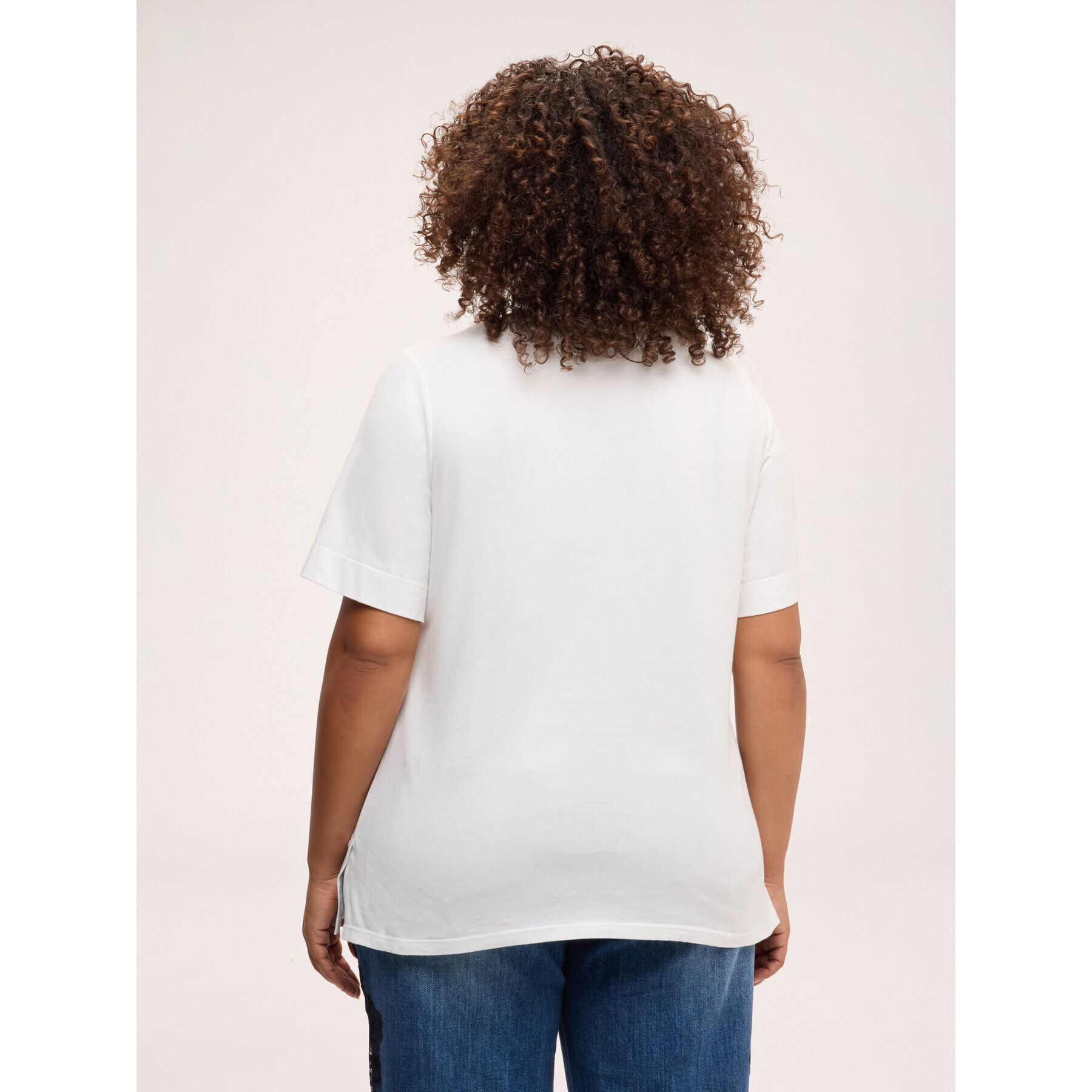 Fiorella Rubino - Camiseta de algodón con estampado y aplicaciones - Blanco