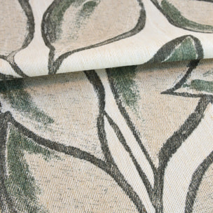 Rideau poly-lin imprimé feuilles aquarelle - Vert