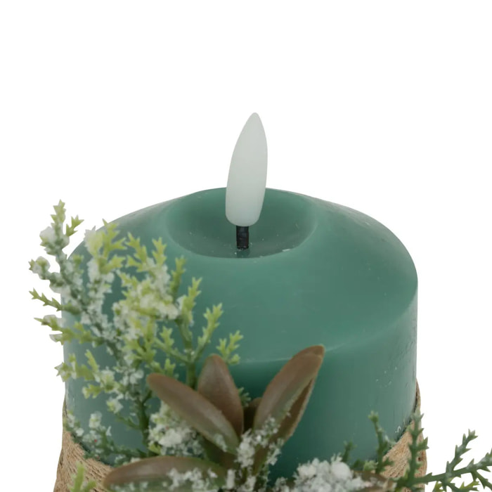 Bougie LED déco branche H.10cm vert