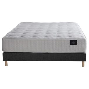 Ensemble Séléné - Matelas ressorts ensachés Accueil latex - Sommier Gris Anthracite