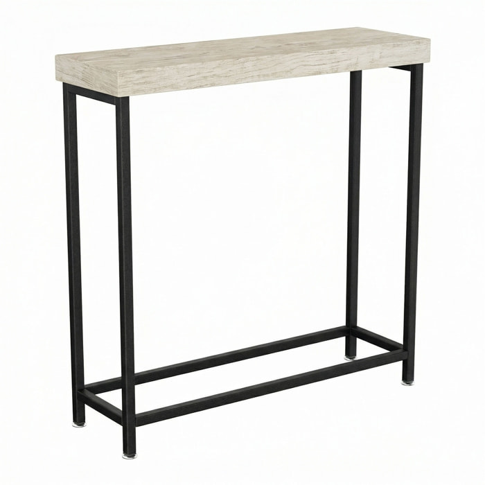 Nikki - Consolle ingresso soggiorno rettangolare 75x75x24 cm stile industrial in metallo e MDF marrone
