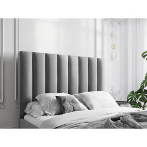 Tête de lit ''Camargue'' 160x120cm en velours gris clair