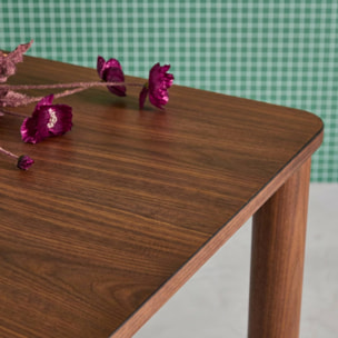 Table à manger rectangulaire bois d'hévéa et placage chêne noyer 6 places - 180 x 100 x 75 cm - Solene