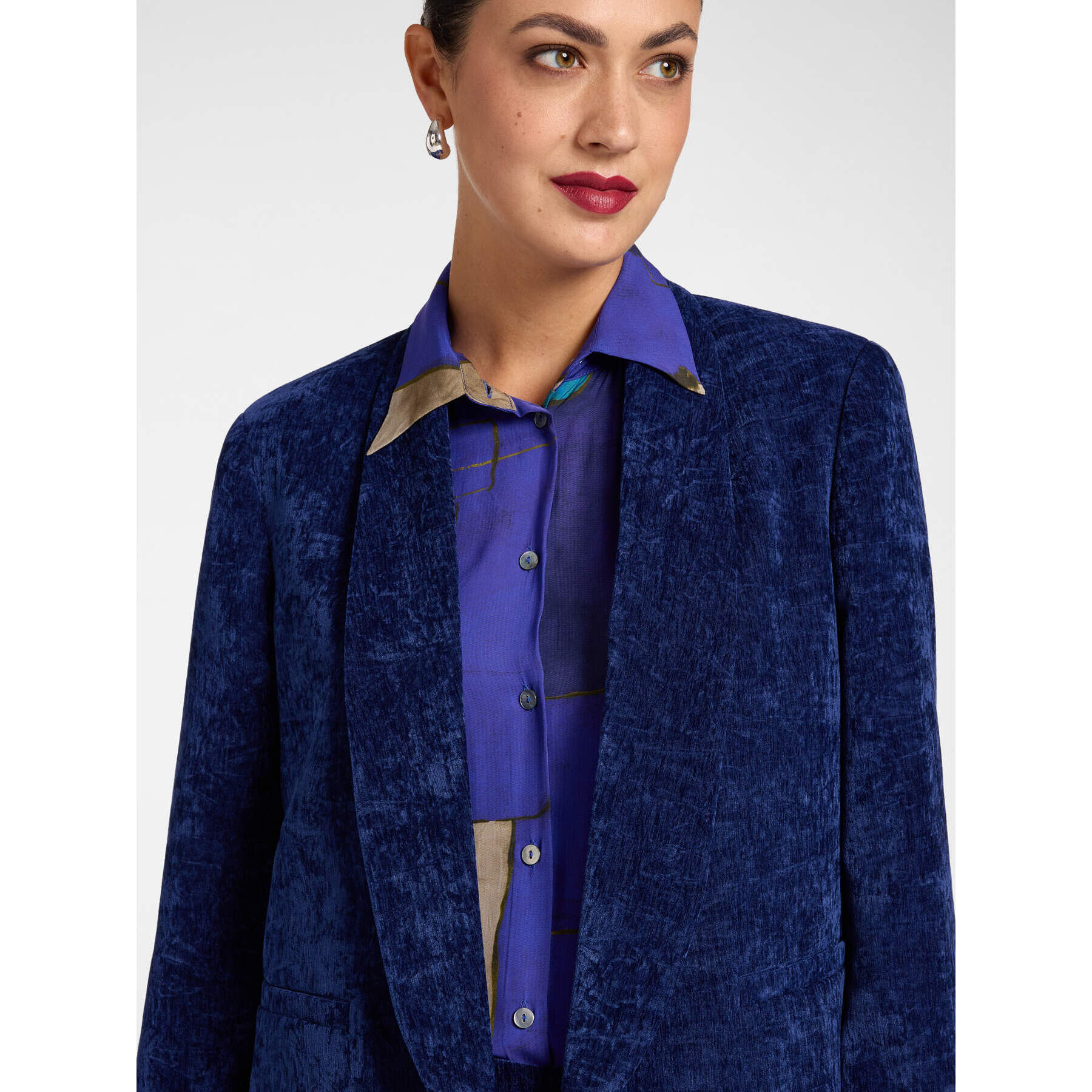 Elena Mirò - Chaqueta estructurada de terciopelo - Azul