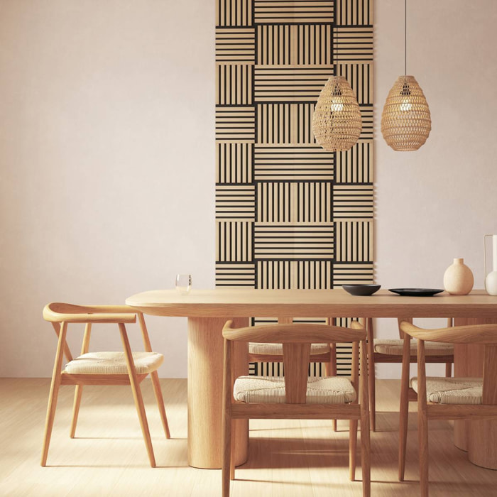 Lot de 3 panneaux décoratifs Colva beige fond noir 30x30cm