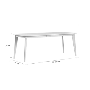 Table à manger extensible scandinave blanc et bois clair L150-200 cm LEENA