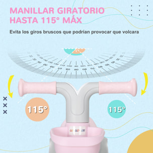 Bicicleta sin Pedales para Niños de 12-36 Meses Bicicleta de Equilibrio con Asiento Ajustable Cesta y 4 Ruedas Silenciosas Carga 20 kg 56x27x39 cm Rosa