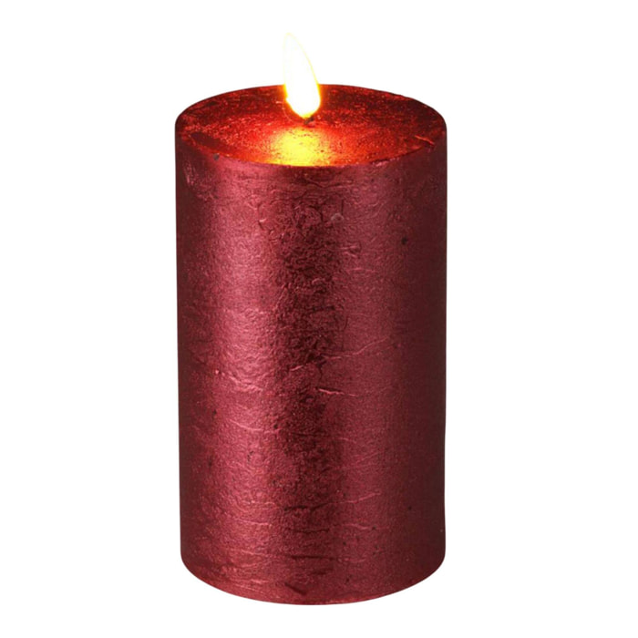 vela led de cera con temporizador en color rojo metalizado ø7,5x12,5cm