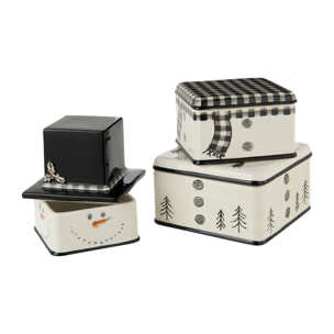 J-Line mug Bonhomme de Neige Dolomie - céramique - noir/blanc - boîte de 3