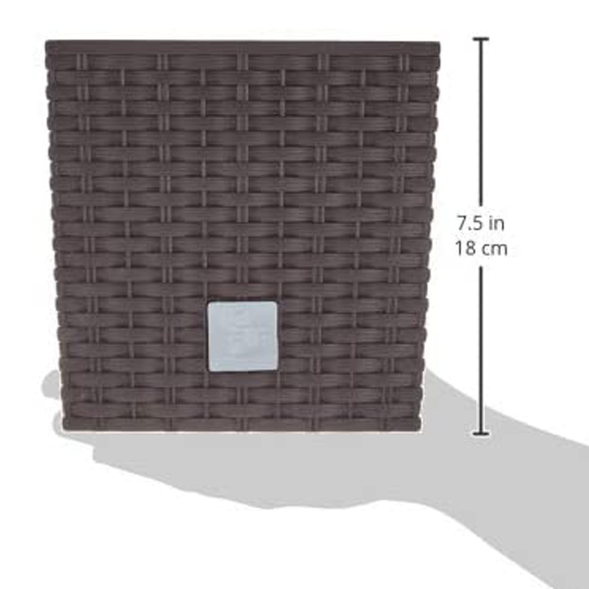Maceta efecto rattán 4 litros con cubilete para plantar en color marrón