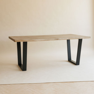 Table en bois d'acacia et pieds en métal noir 200cm HERA
