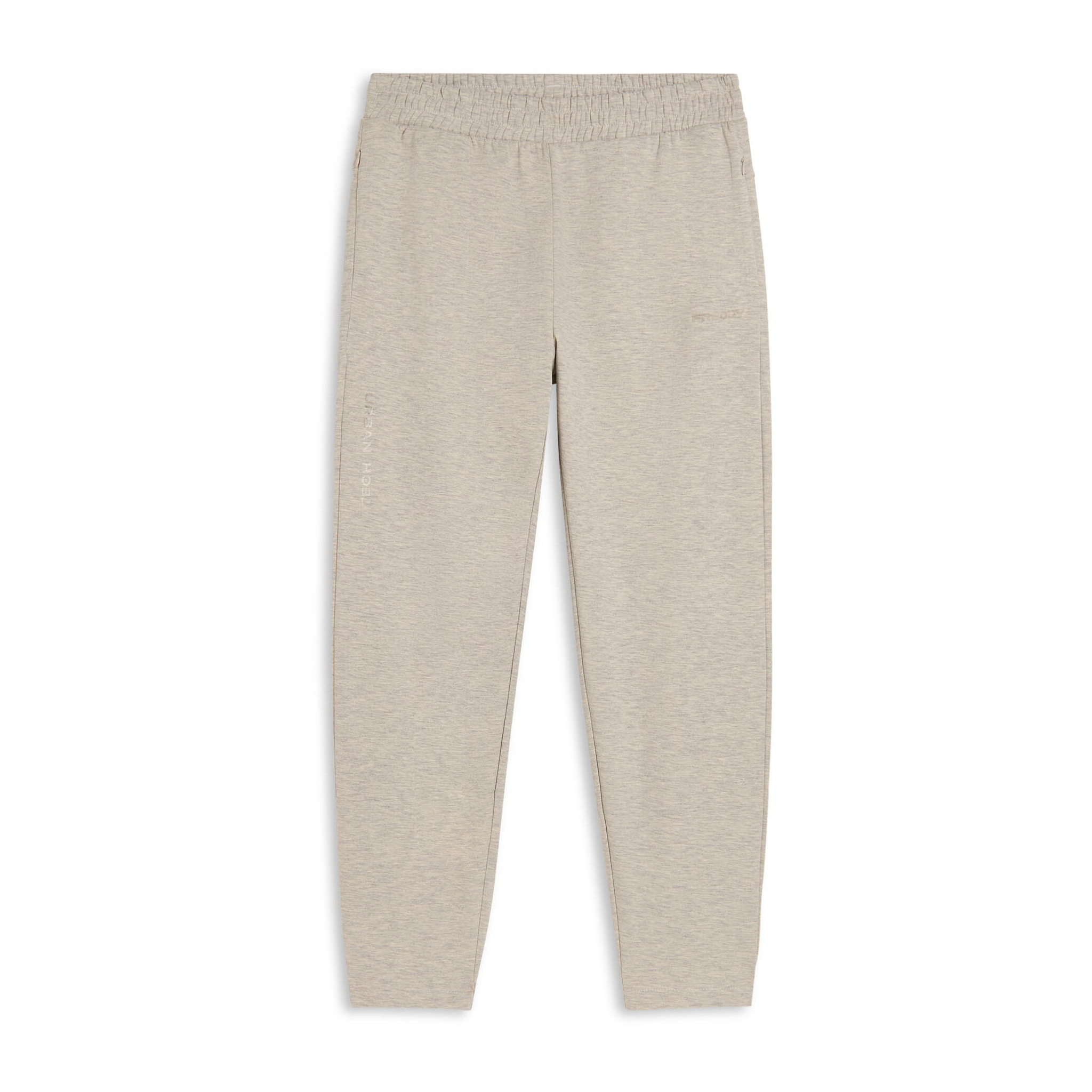 Pantaloni slim mélange con stampa trasparente e zip