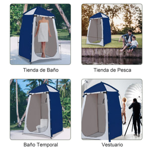 Tienda de Ducha Camping Portátil UV25+ Tienda de Privacidad Tienda Instantánea para Baño Vestuario Cambiador Inodoro con Ventana Bolsillo y Bolsa de Transporte 123x121x198 cm Azul