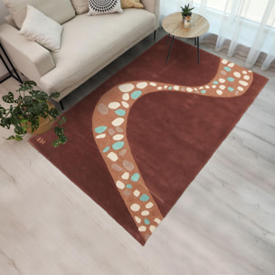 Tapis salon et chambre fait main en laine motif géométrique GEBO