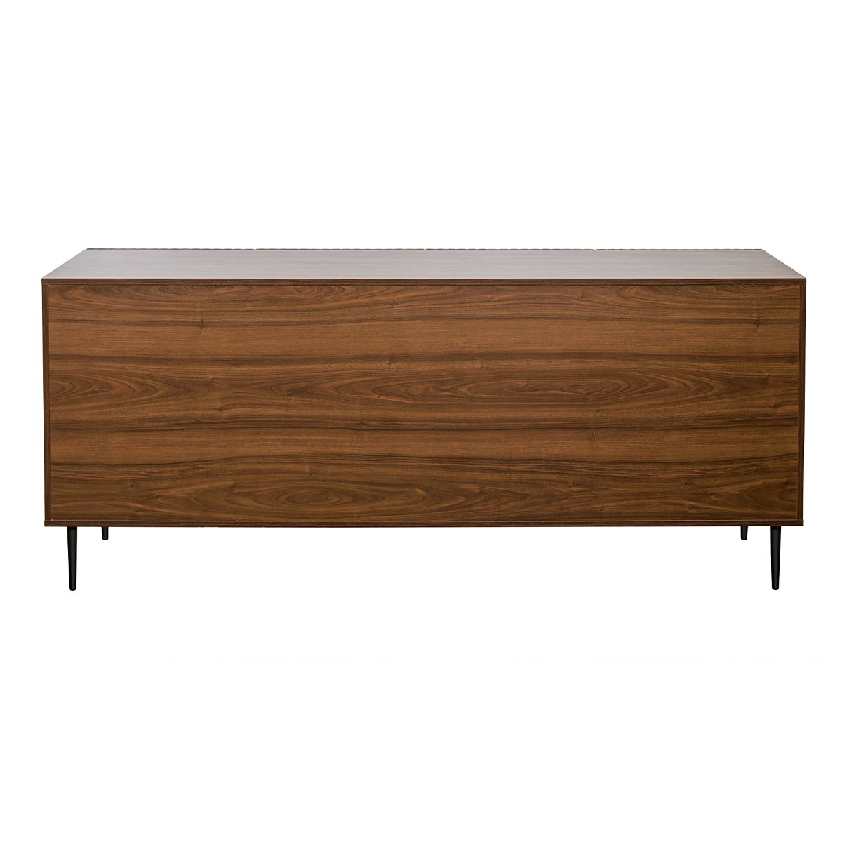 Buffet design en bois foncé chêne massif gravé et métal noir 4 portes L180 cm ARCHIPEL